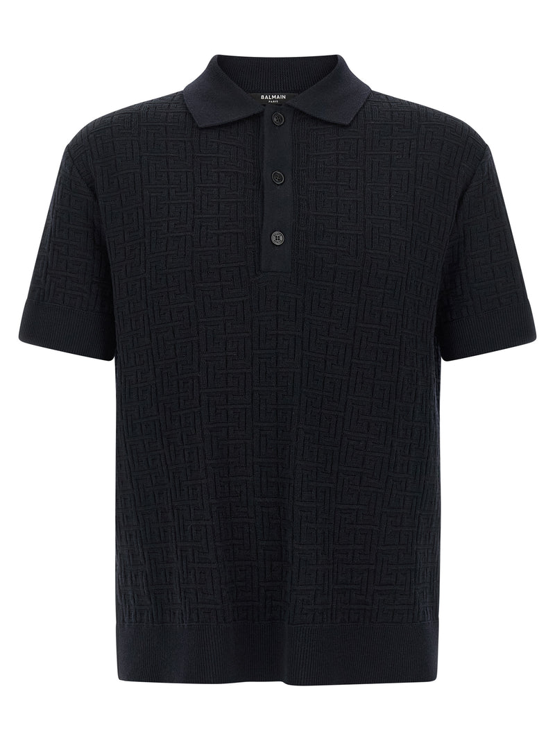 Balmain Blue Wool Polo Shirt