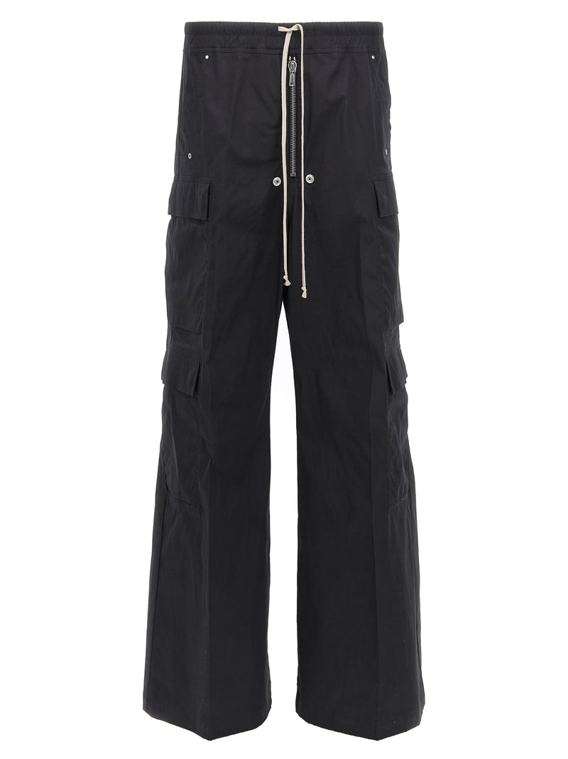 Rick Owens Black Cotton Cargo Pants