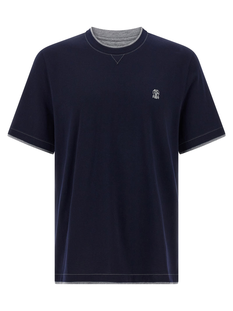 Brunello Cucinelli Blue Cotton T-Shirt