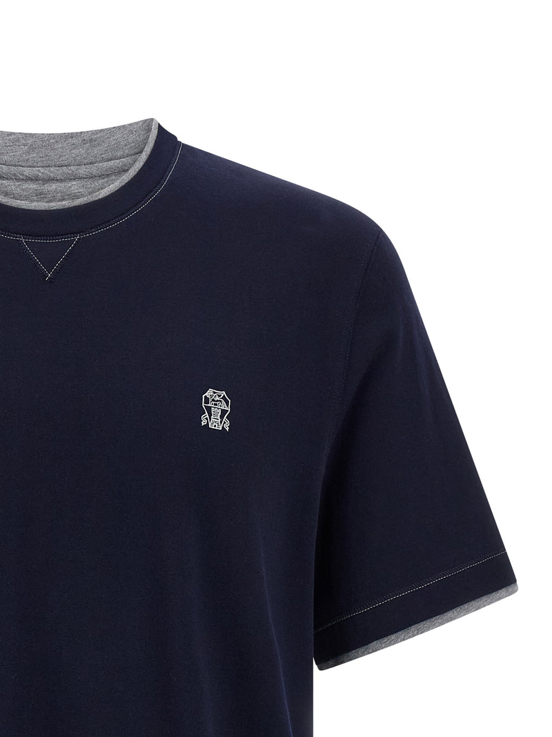 Brunello Cucinelli Blue Cotton T-Shirt