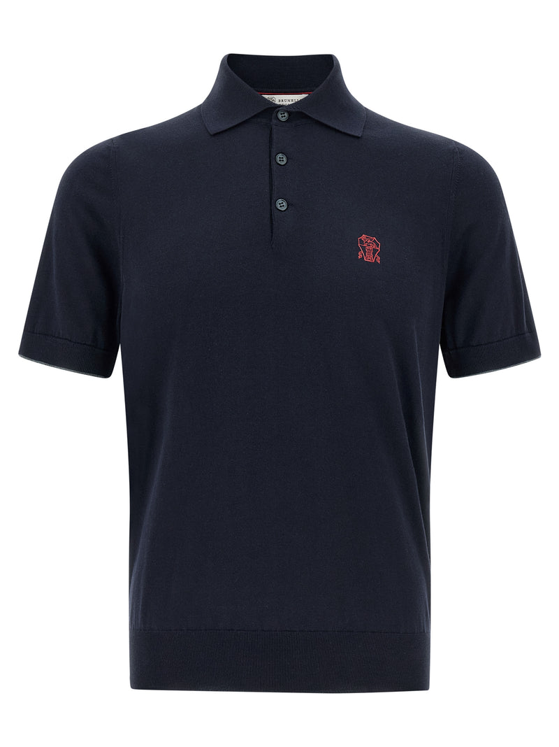 Brunello Cucinelli Blue Cotton Polo Shirt