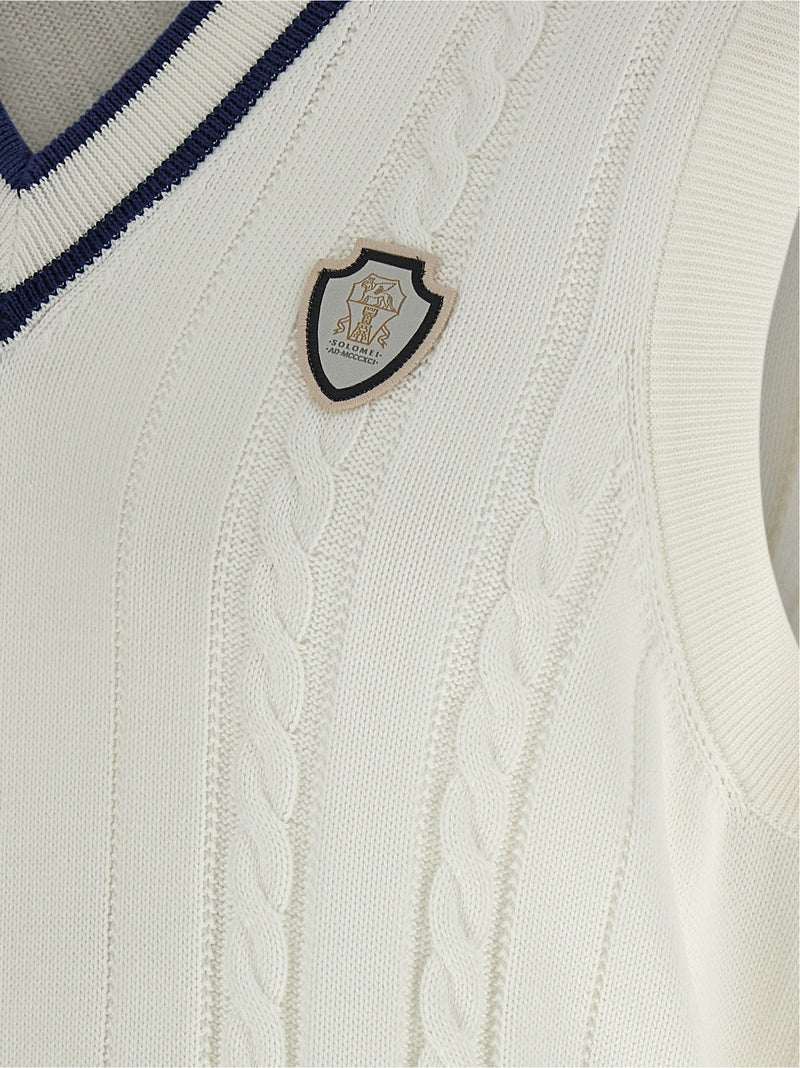 Brunello Cucinelli White Cotton Sleeveles Sweater