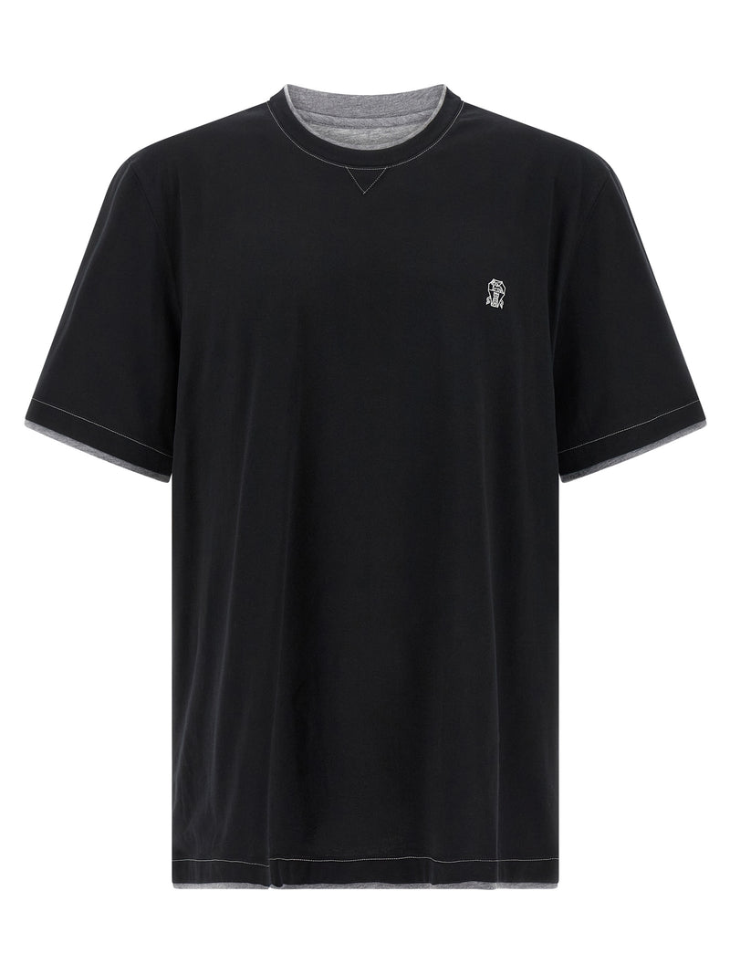 Brunello Cucinelli Black Cotton T-Shirt
