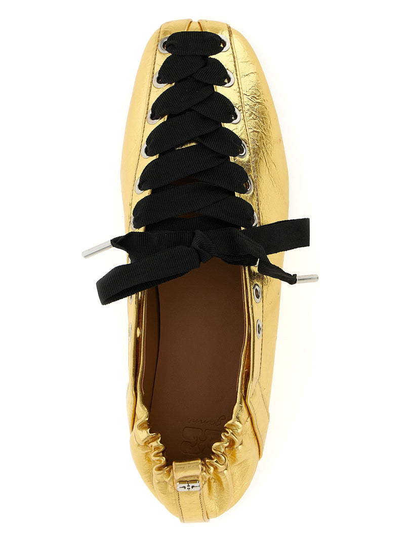 Ganni Gold Polyethylene Ballet Flats