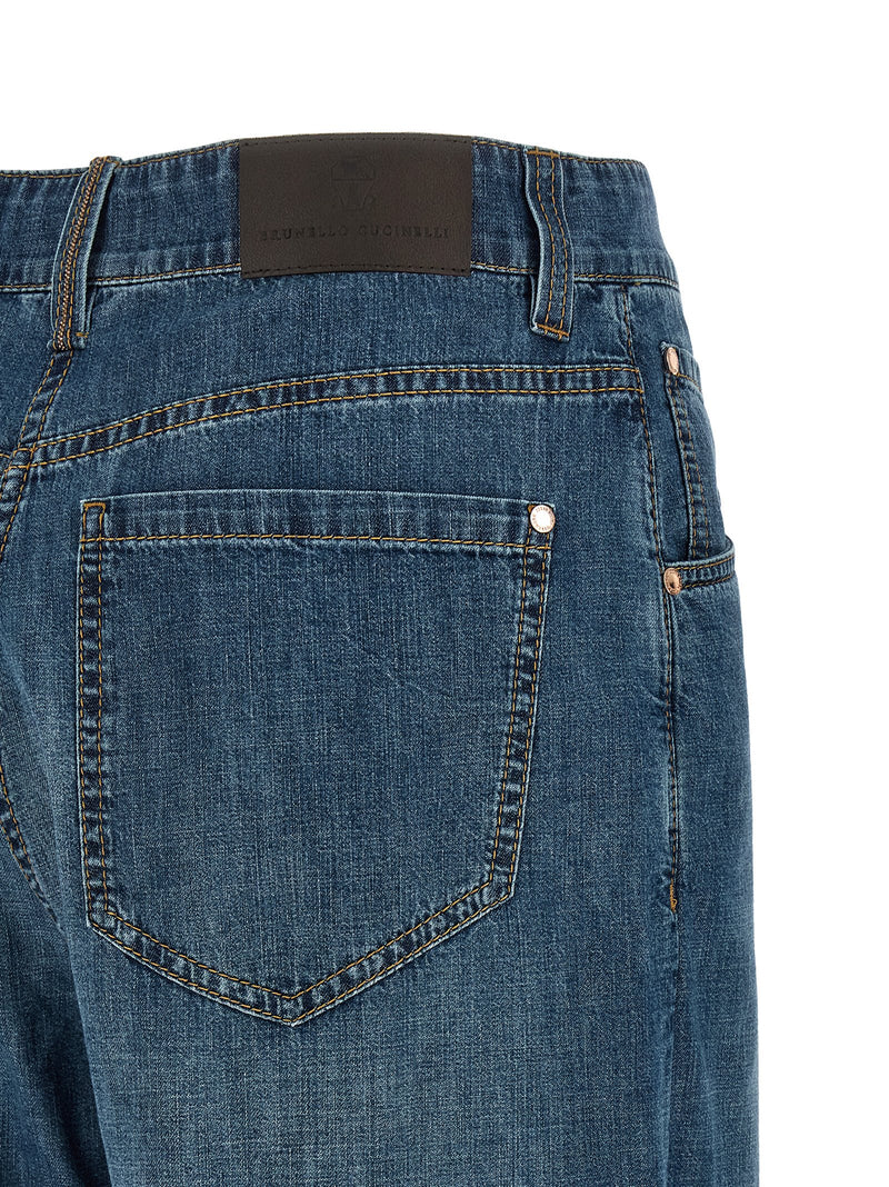 Brunello Cucinelli Blue Cotton Relaxed Fit Jeans