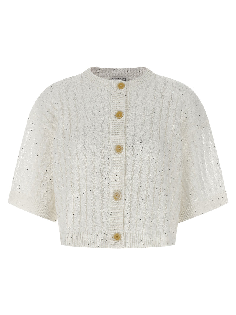 Brunello Cucinelli White Linen Cardigan