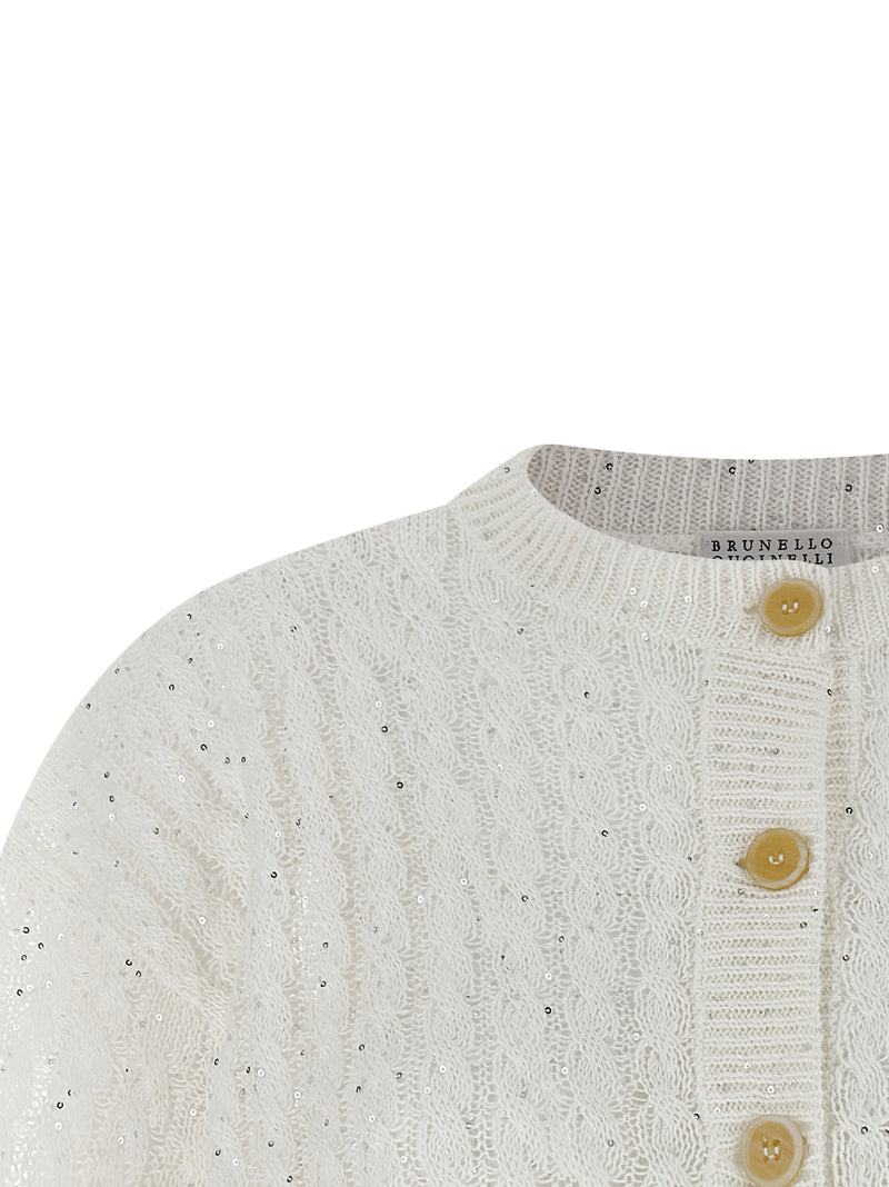 Brunello Cucinelli White Linen Cardigan