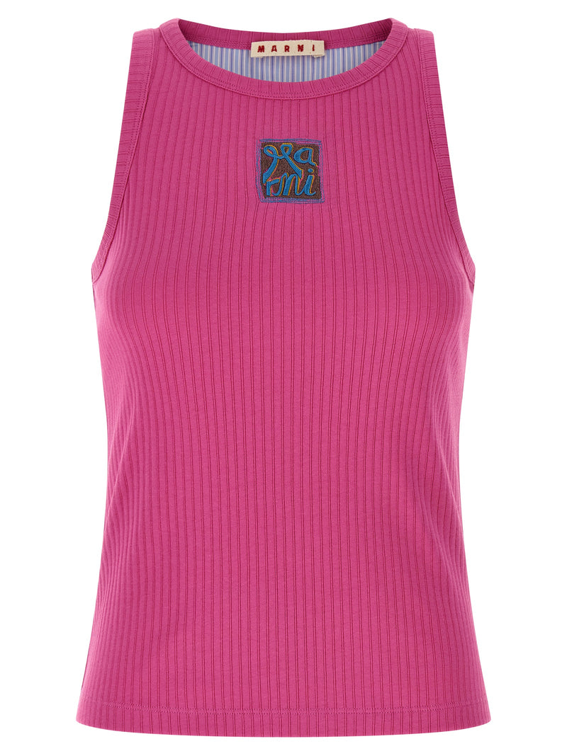 Marni Fuchsia Cotton Sleeveles T-Shirt