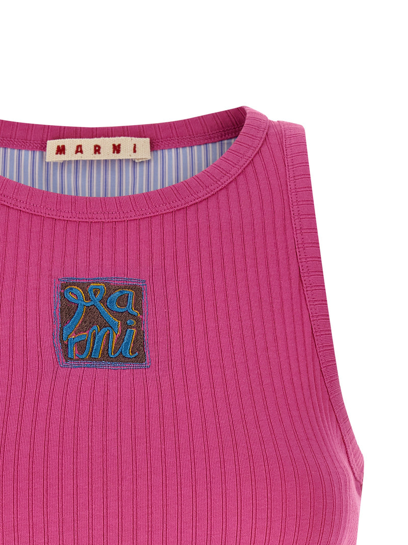 Marni Fuchsia Cotton Sleeveles T-Shirt