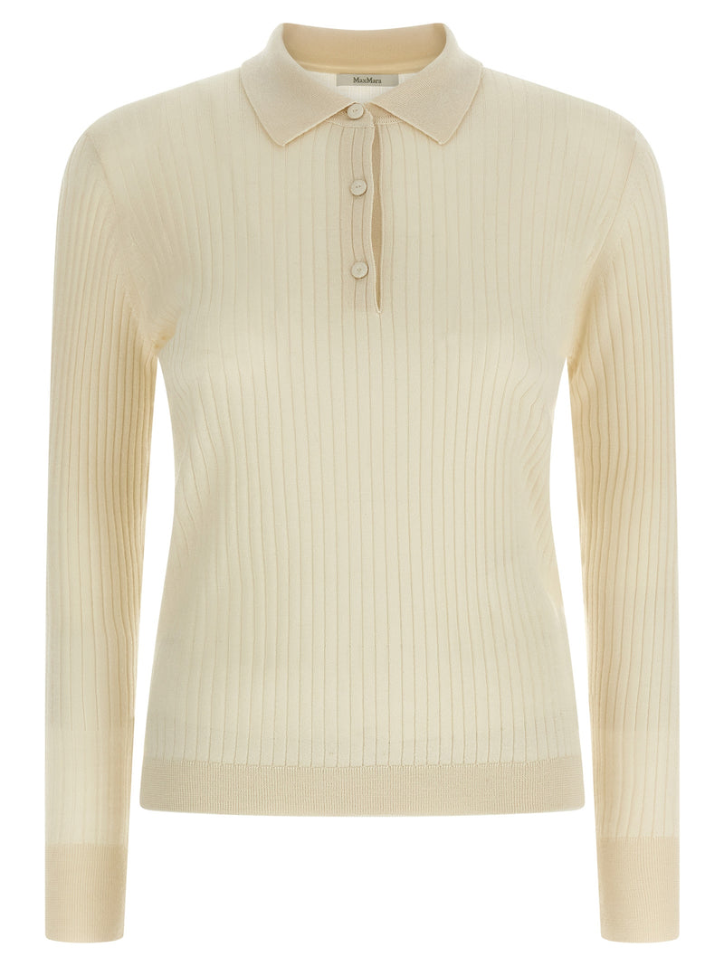 Max Mara White Cashmere Polo Shirt