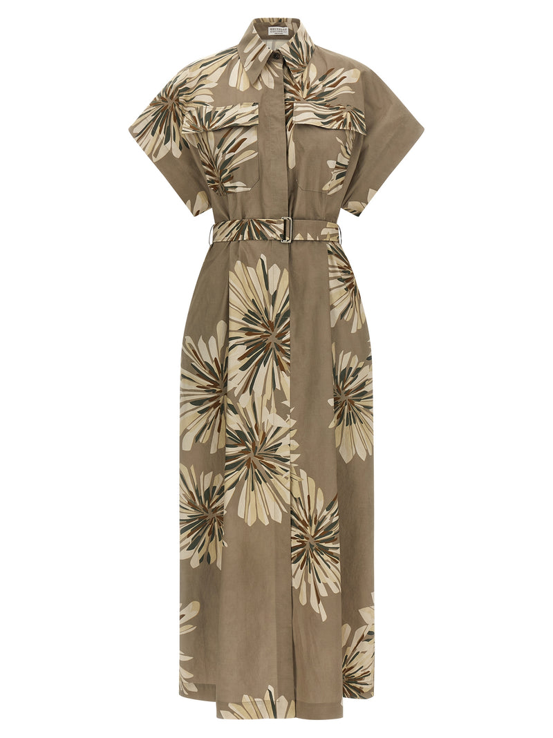 Brunello Cucinelli Bicolor Cotton Long Dress