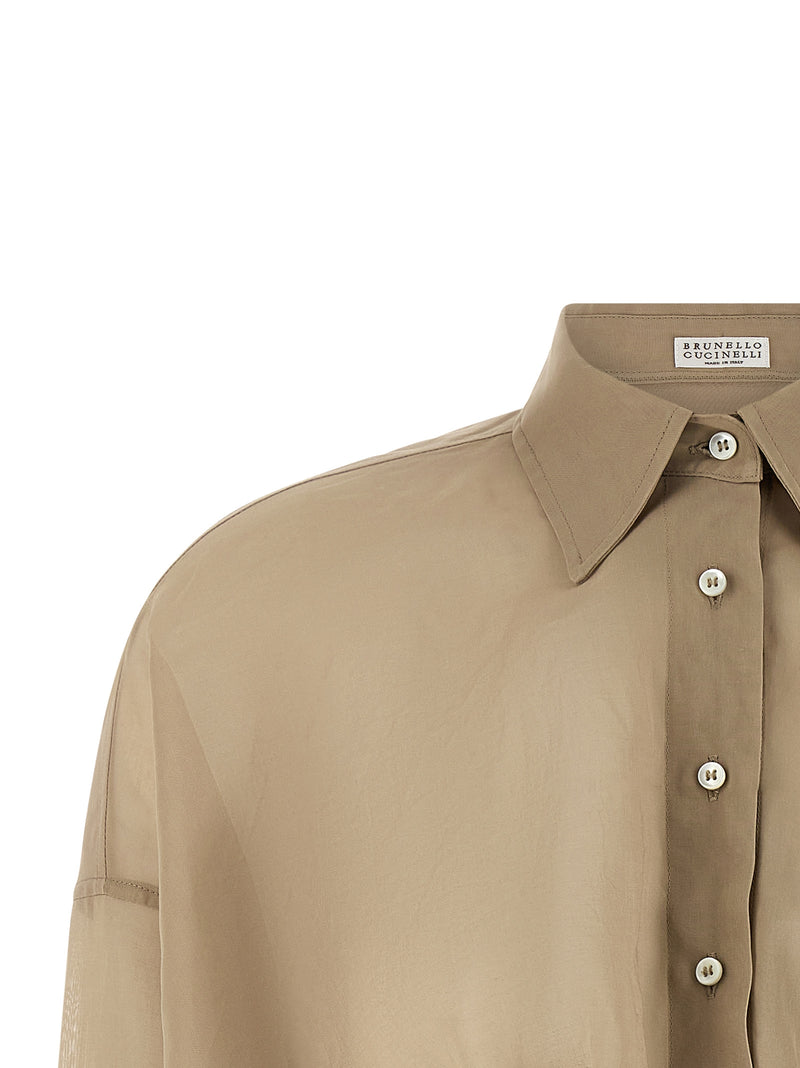 Brunello Cucinelli Beige Cotton Blouse