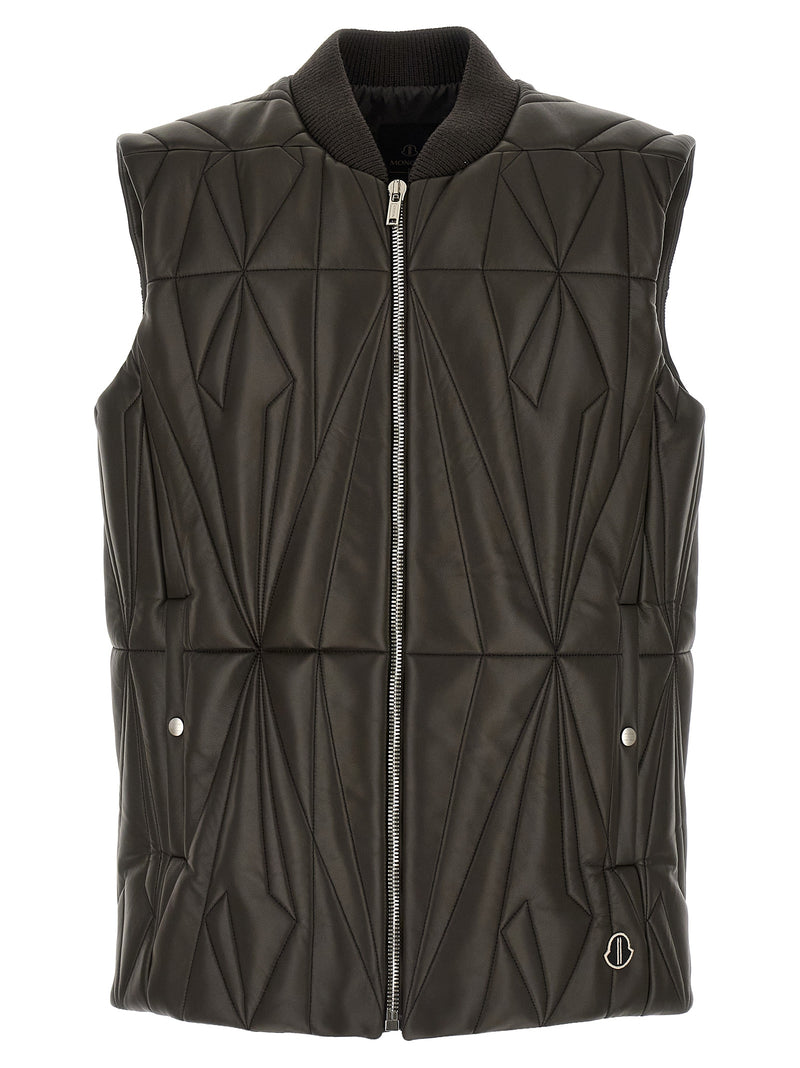 Rick Owens Brown Lamb Leather Sleeveless Jacket