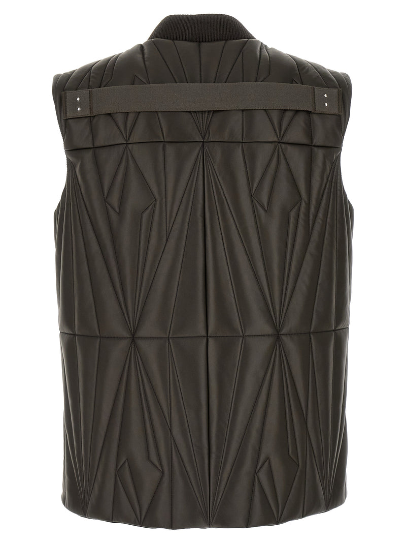 Rick Owens Brown Lamb Leather Sleeveless Jacket