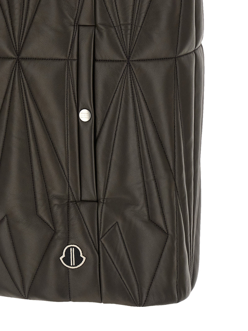 Rick Owens Brown Lamb Leather Sleeveless Jacket