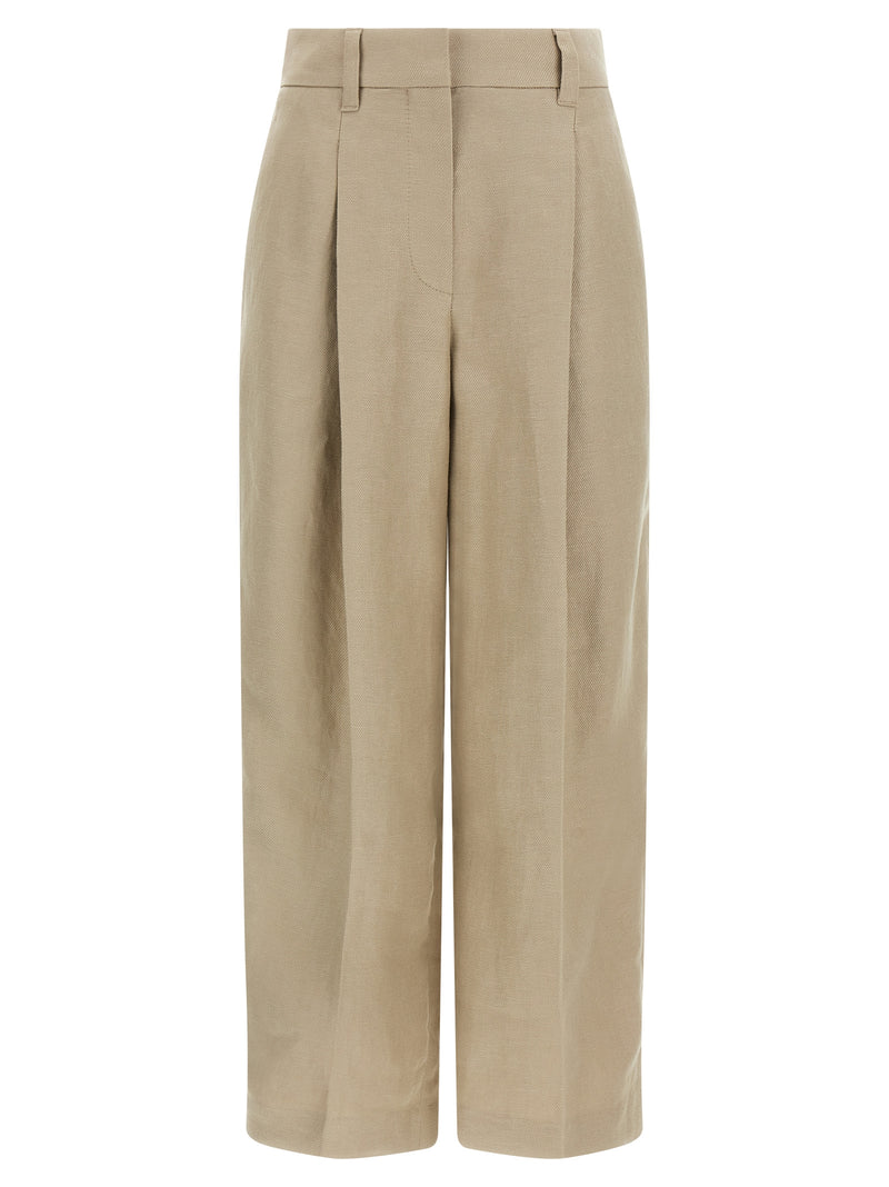 Brunello Cucinelli Beige Linen Casual Pants