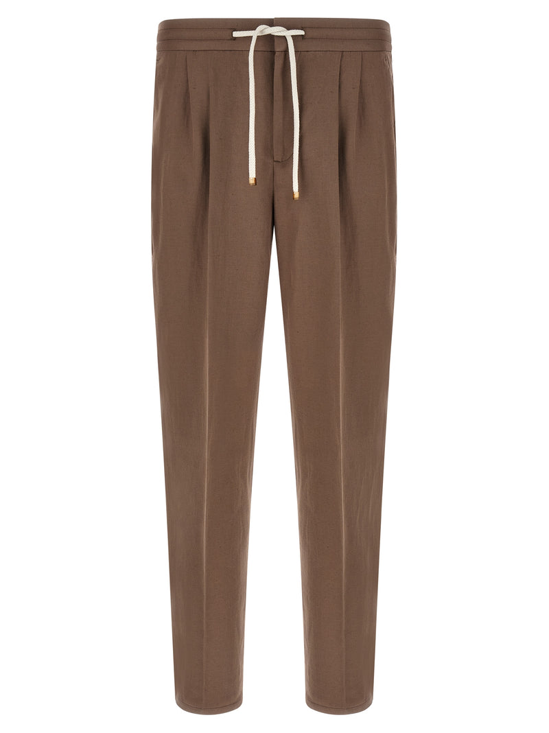 Brunello Cucinelli Brown Linen Casual Pants
