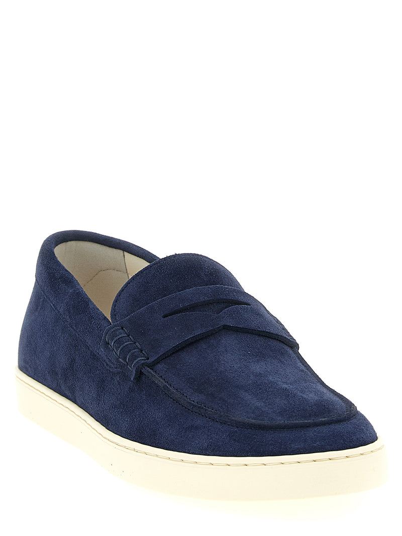 Brunello Cucinelli Blue Calfskin Slip-On Loafers