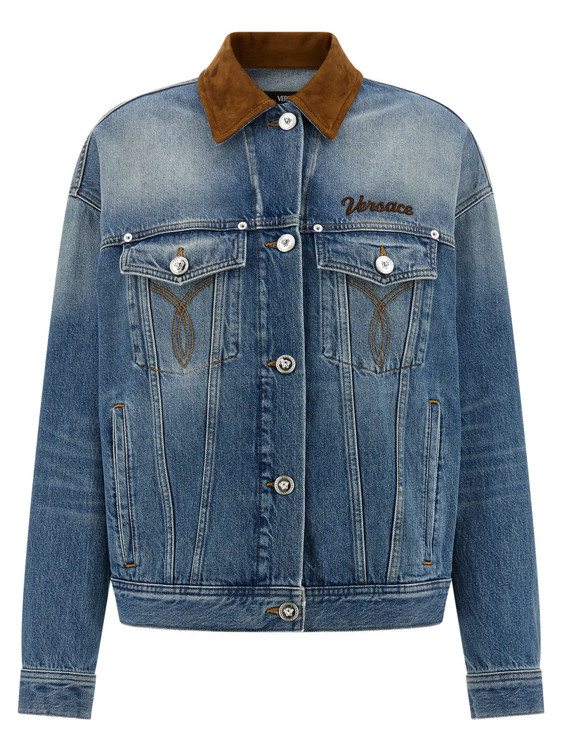 Versace Blue Cotton Denim Jacket