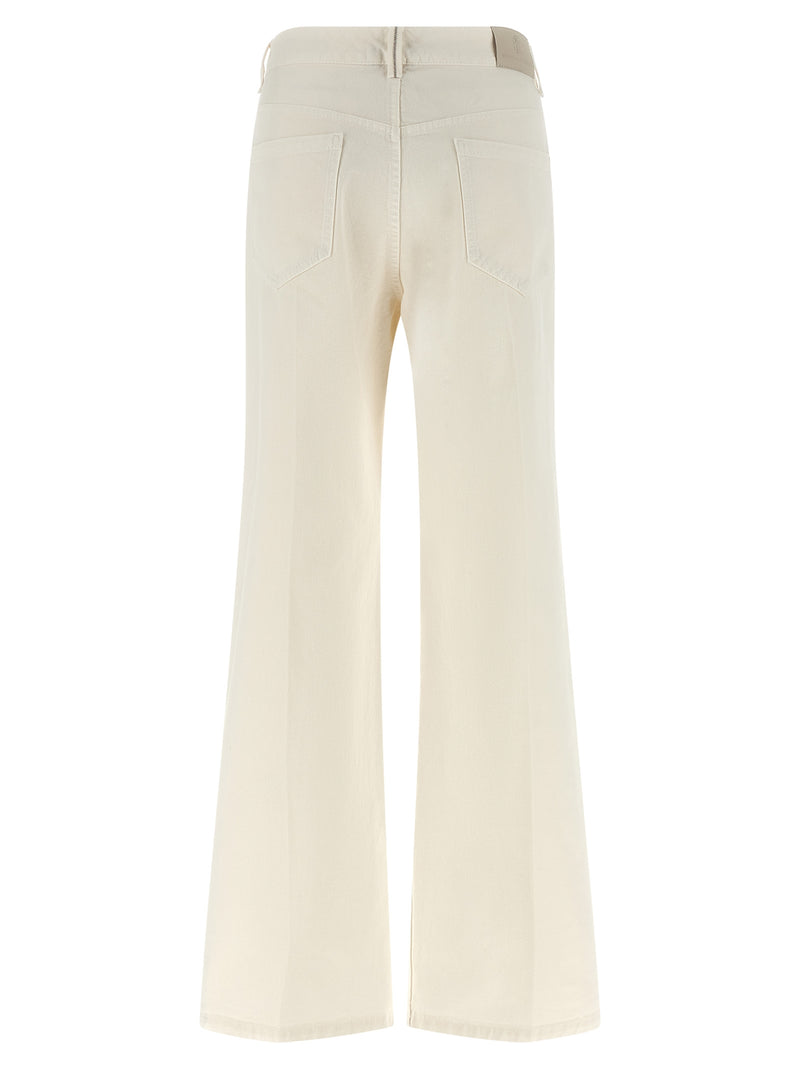 Brunello Cucinelli White Cotton Relaxed Fit Jeans