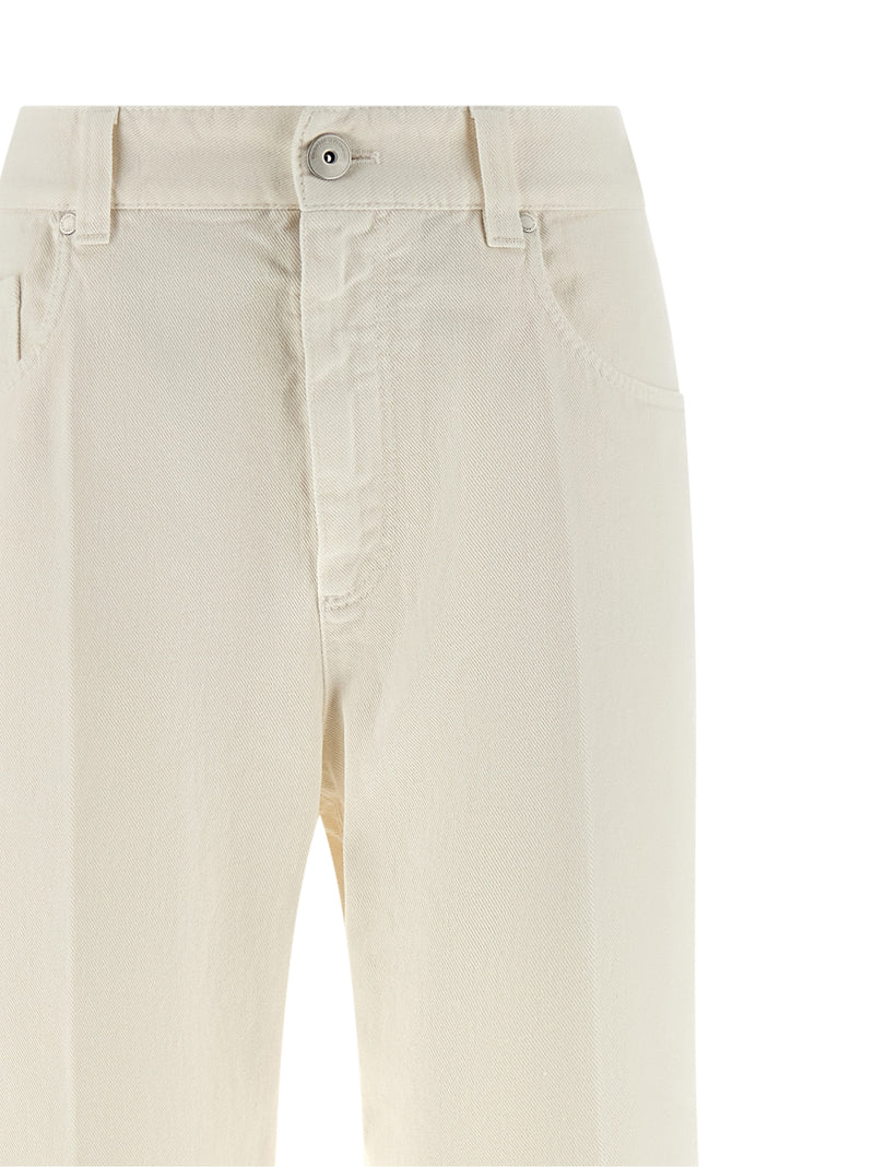 Brunello Cucinelli White Cotton Relaxed Fit Jeans