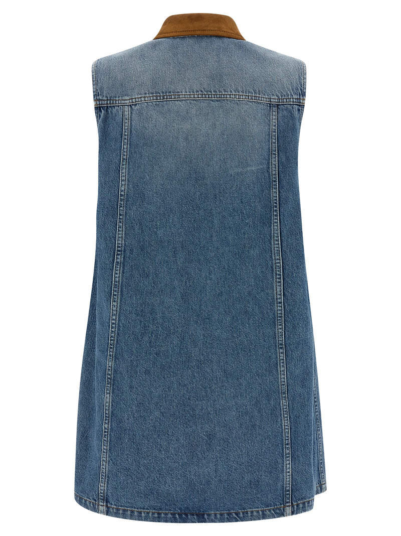 Versace Blue Cotton Short Dress