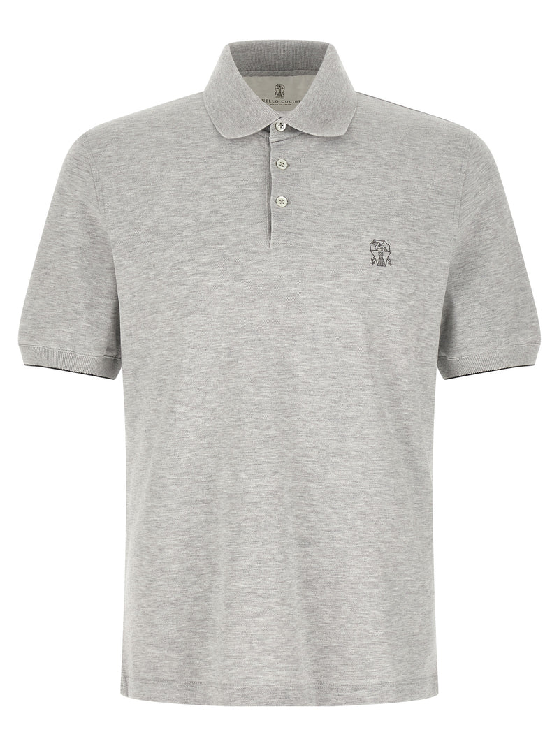 Brunello Cucinelli Gray Cotton Polo Shirt