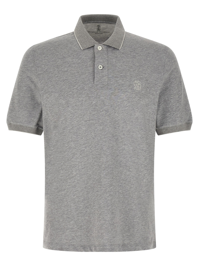 Brunello Cucinelli Gray Cotton Polo Shirt