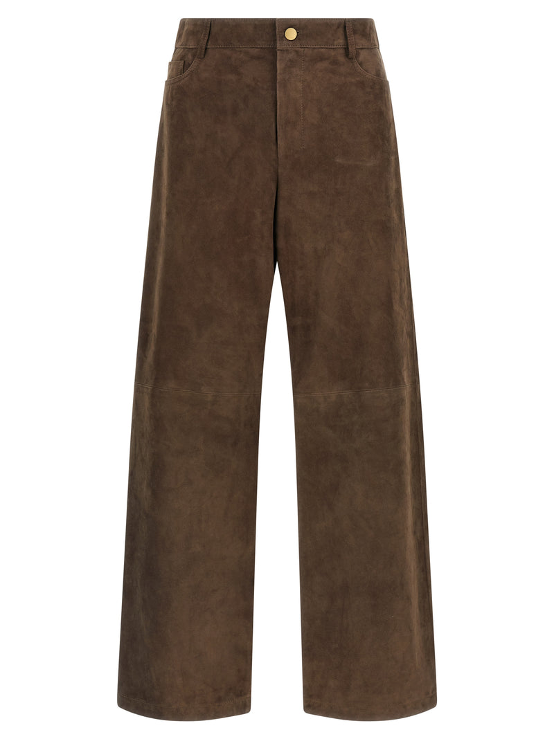 'S Max Mara Brown Lamb Leather Casual Pants
