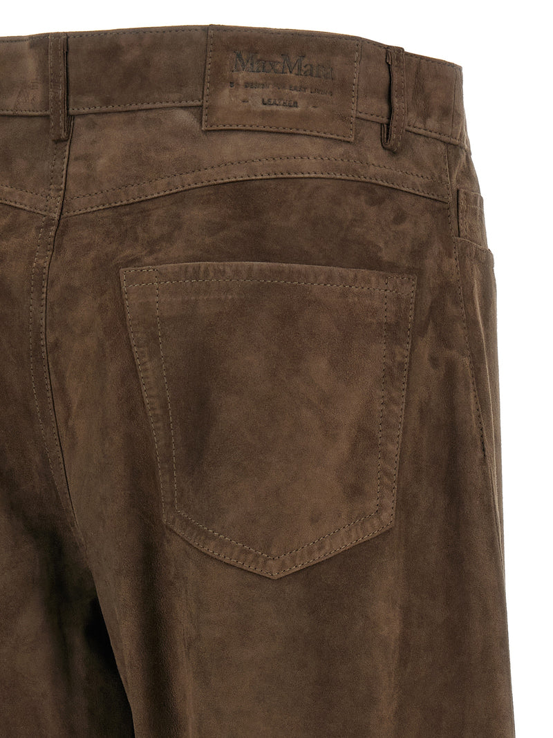 'S Max Mara Brown Lamb Leather Casual Pants