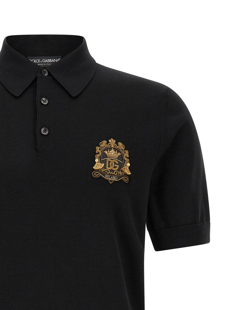 Dolce & Gabbana Black Virgin Wool Polo Shirt