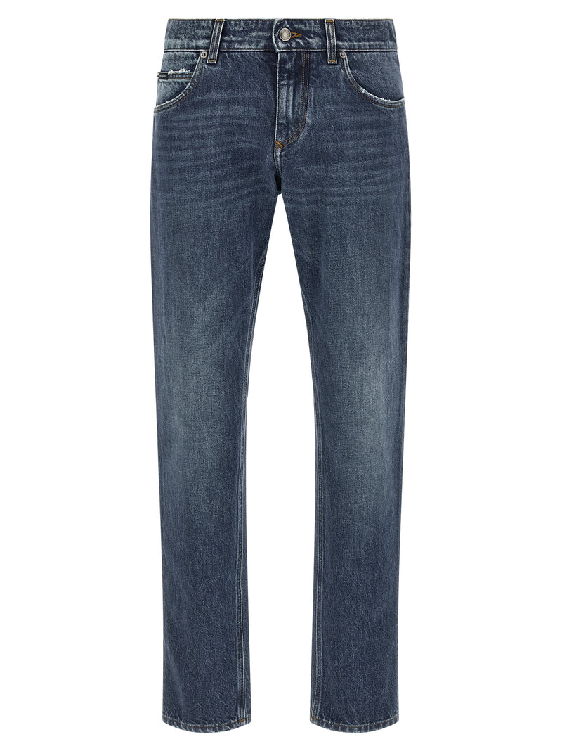 Dolce & Gabbana Blue Cotton Straight-Leg Jeans