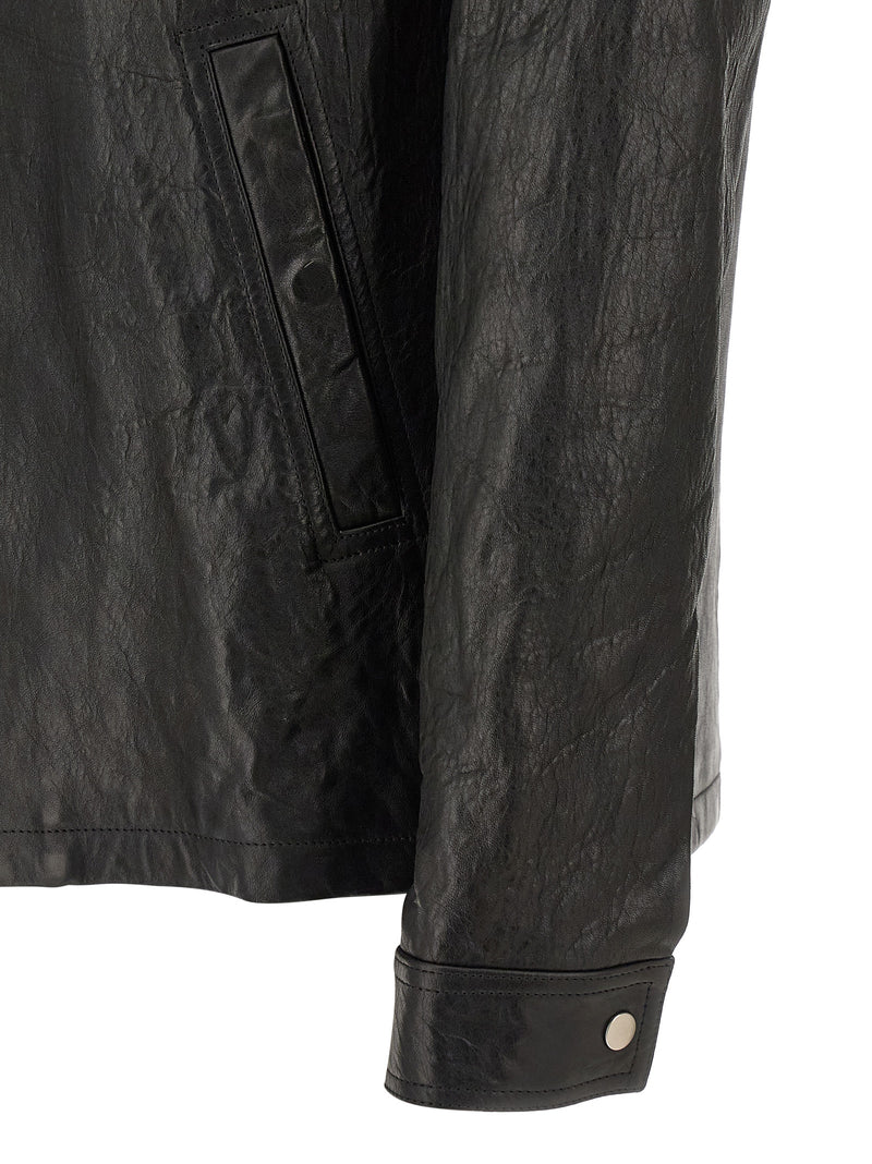 Rick Owens Black Lamb Leather Leather Jacket