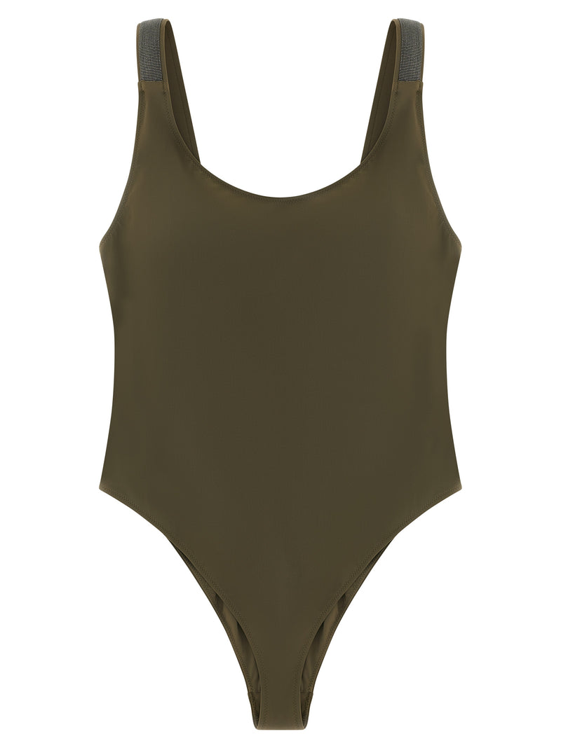 Brunello Cucinelli Bicolor Polyamide One-Piece Swimsuit