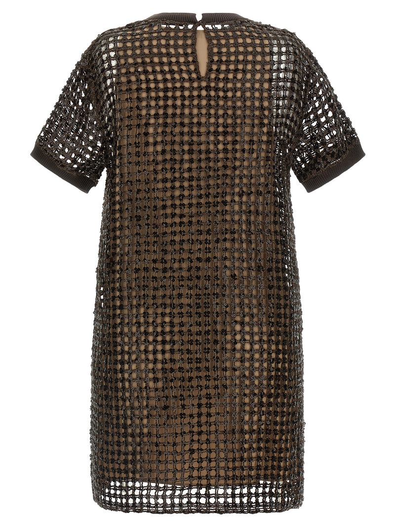 Brunello Cucinelli Brown Silk Short Dress