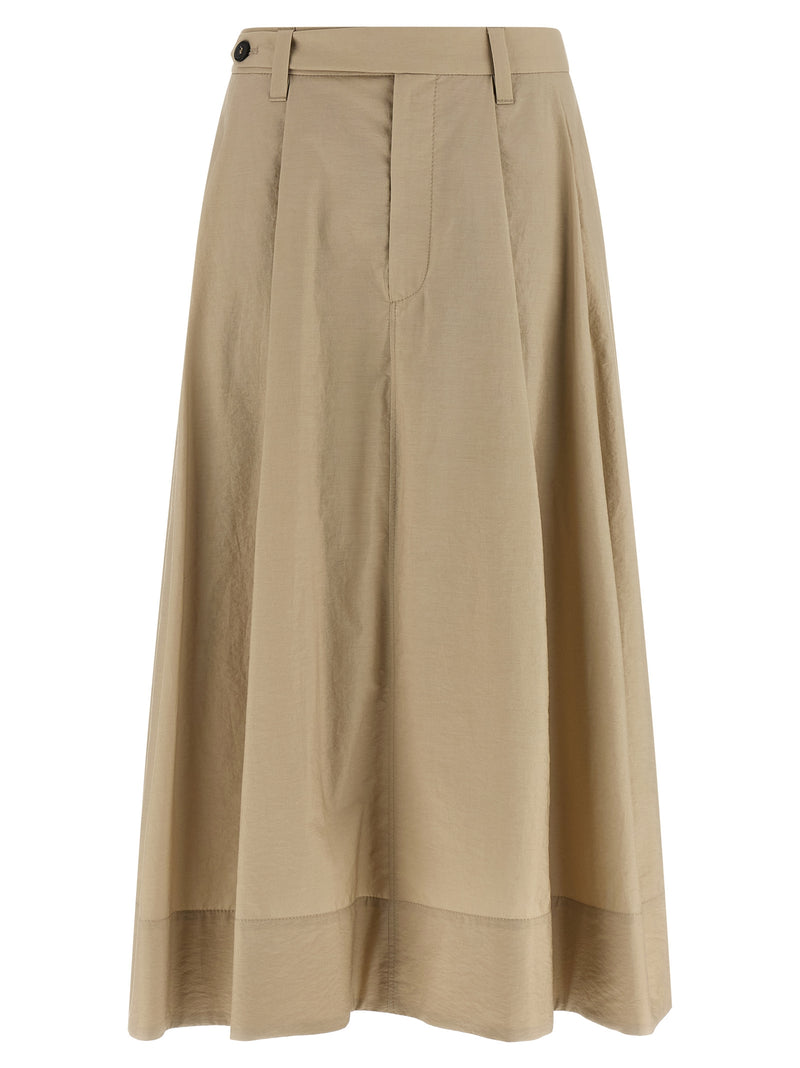 Brunello Cucinelli Beige Cotton Midi Skirt