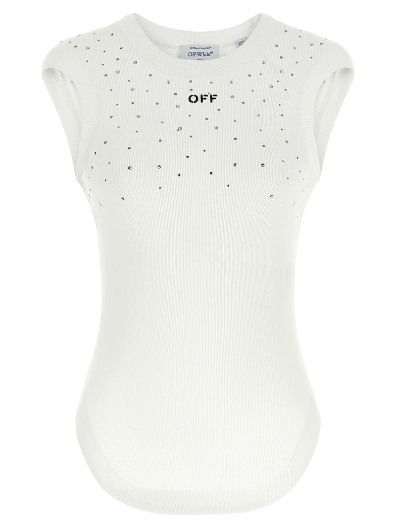 Off-White White Viscose Sleeveles T-Shirt