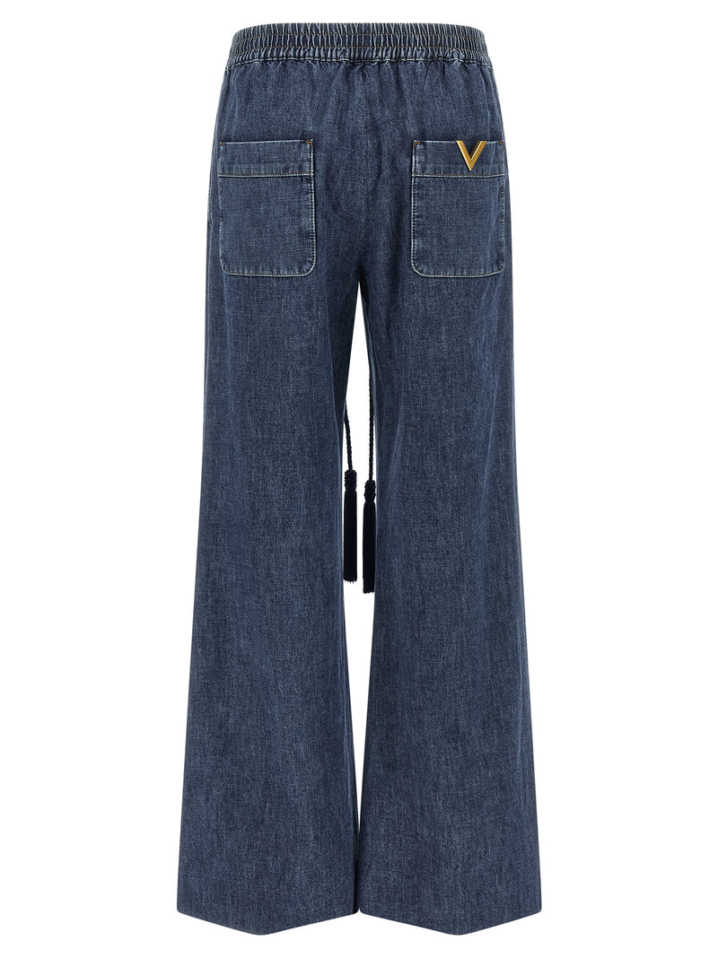 Valentino Garavani Blue Cotton Flared Jeans