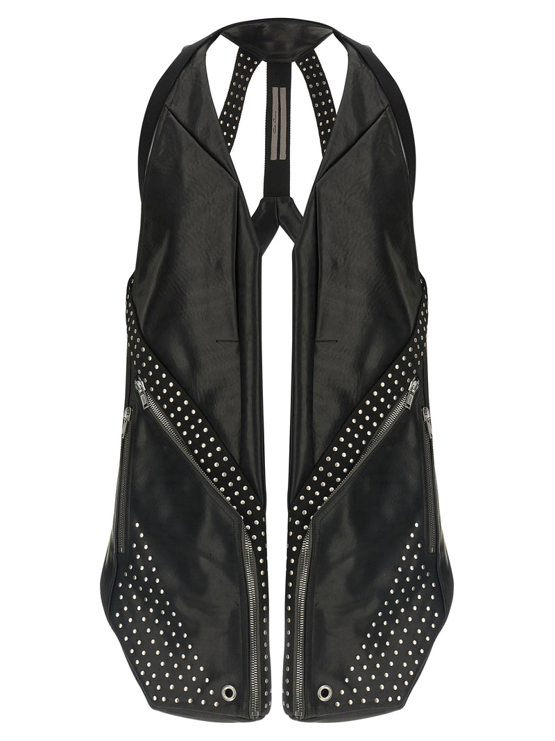 Rick Owens Black Bull Skin Sleeveless Jacket