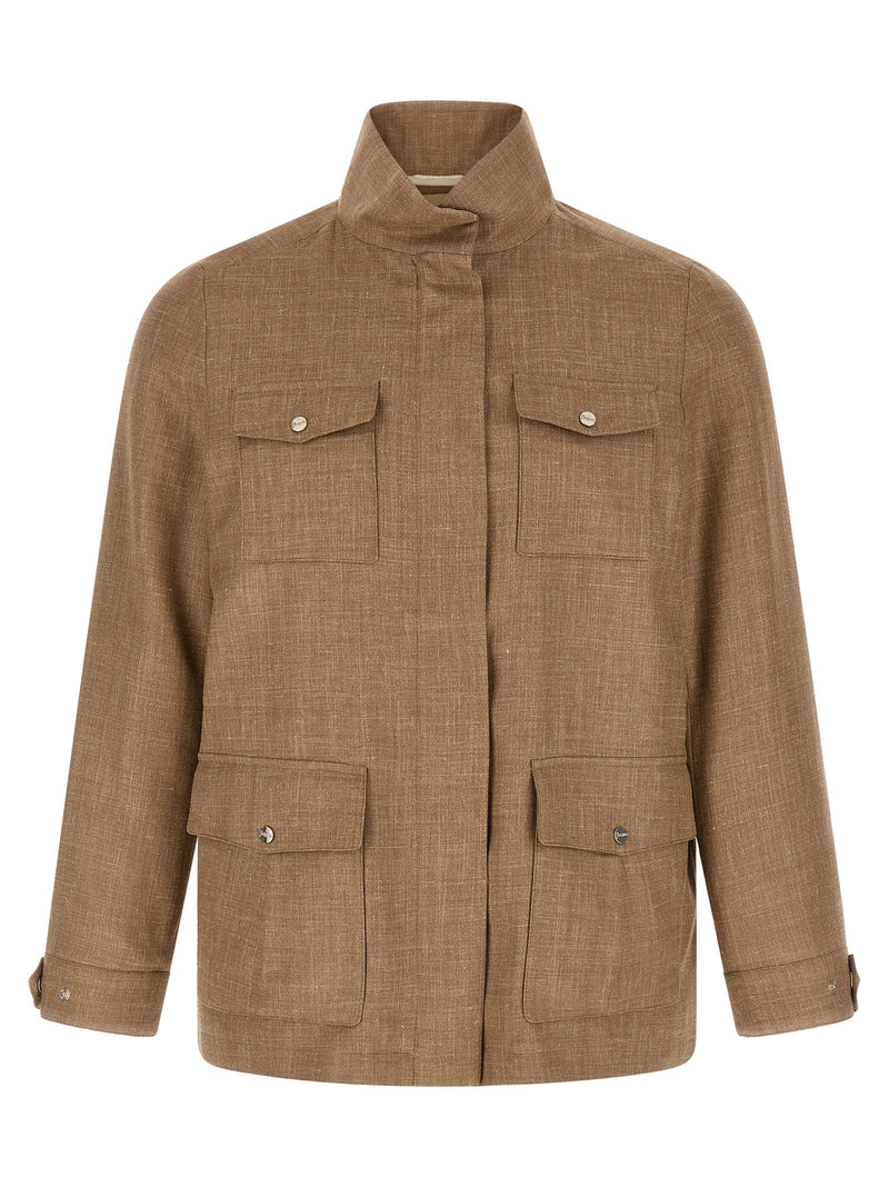 Herno Beige Wool Full-Length Jacket