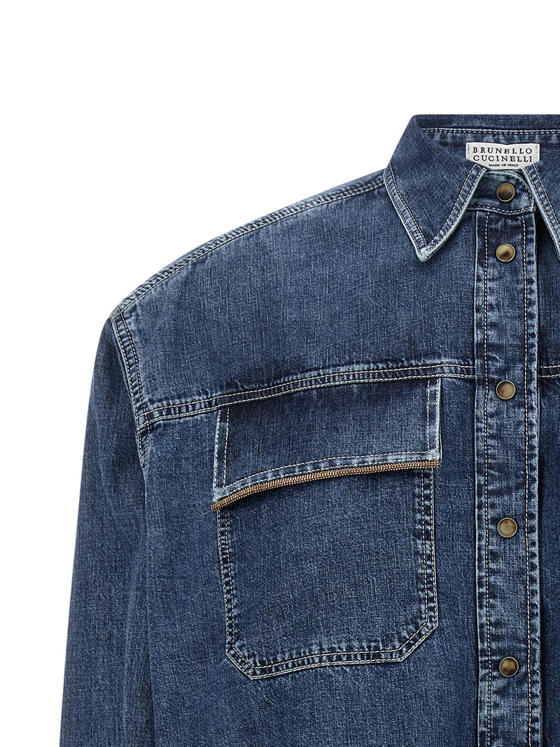 Brunello Cucinelli Blue Cotton Blouse