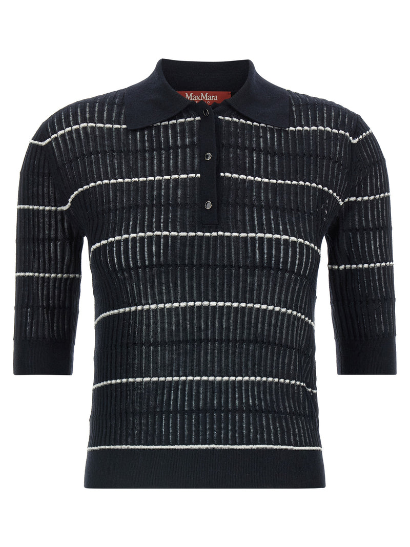 Max Mara Blue Silk Polo Shirt