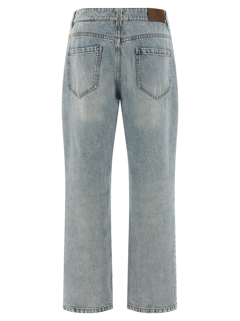 Brunello Cucinelli Blue Cotton Straight-Leg Jeans