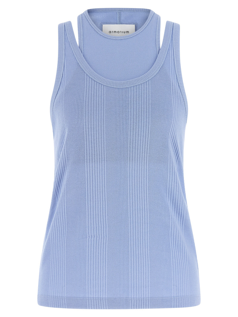 Armarium Blue Cotton Sleeveles T-Shirt