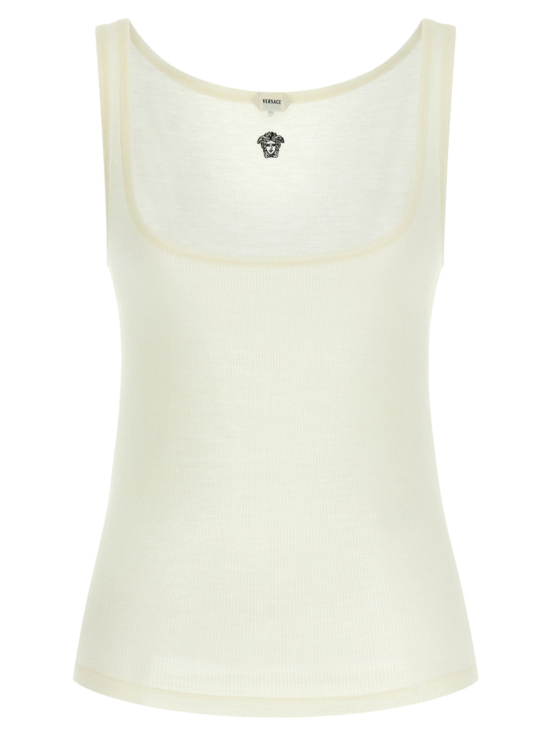 Versace White Virgin Wool Sleeveles T-Shirt