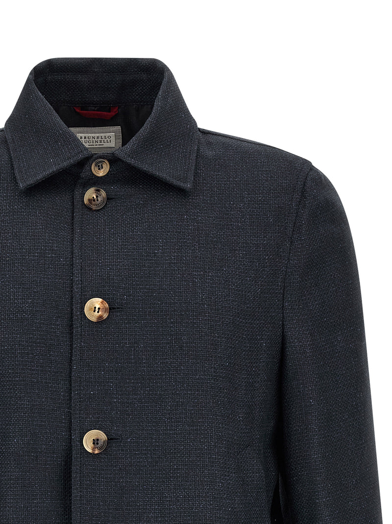 Brunello Cucinelli Blue Sisal Biker Jacket