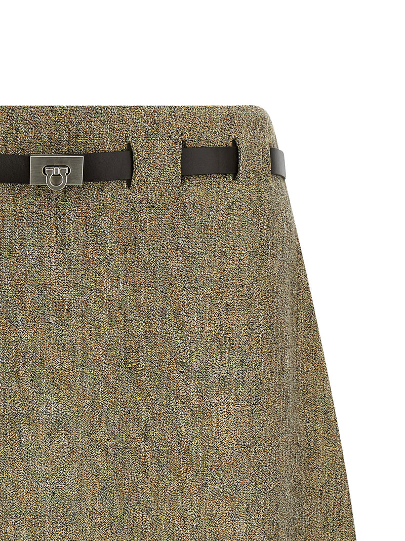 Ferragamo Multicolor Linen Long Skirt