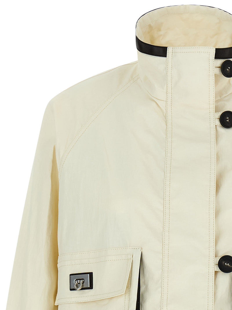 Ferragamo White Linen Full-Length Jacket