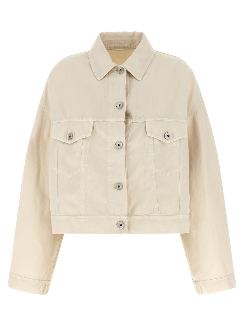 Brunello Cucinelli Beige Cotton Denim Jacket