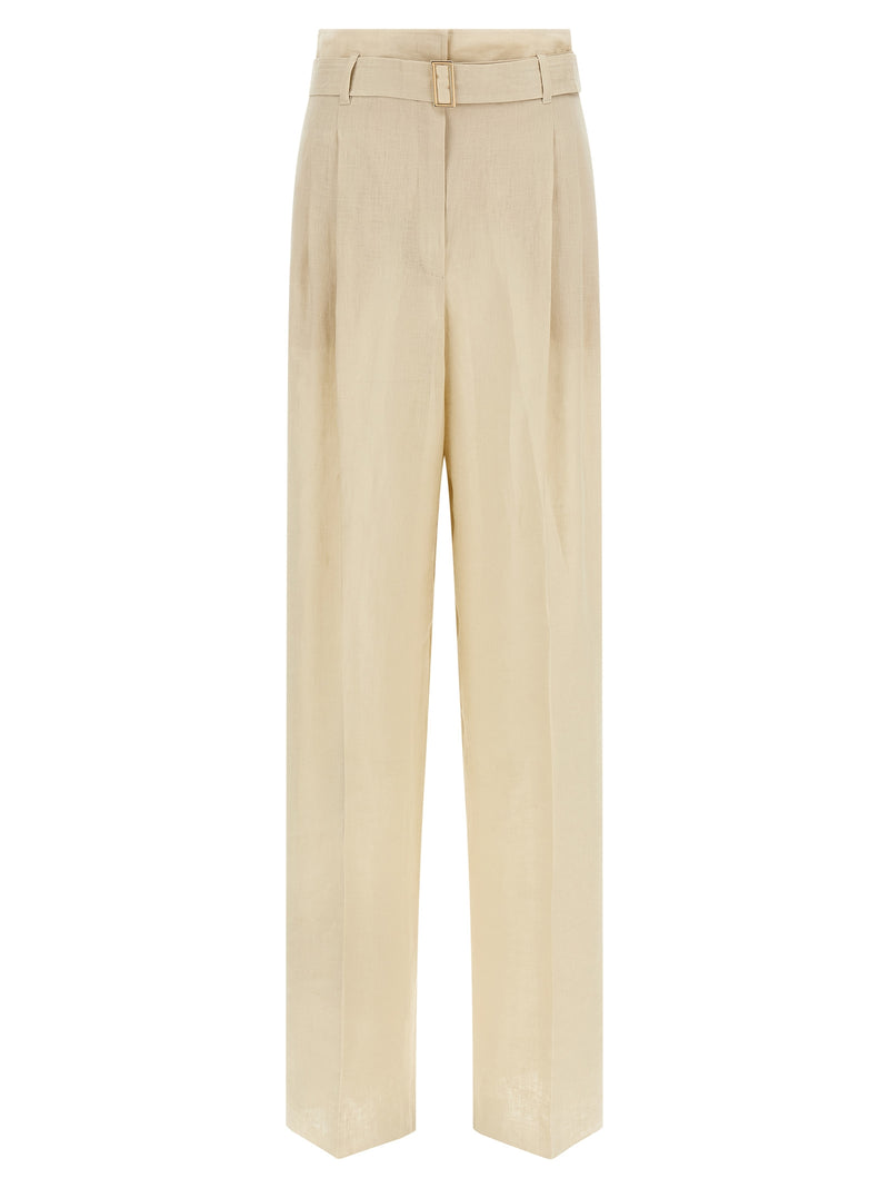 Max Mara Beige Linen Casual Pants